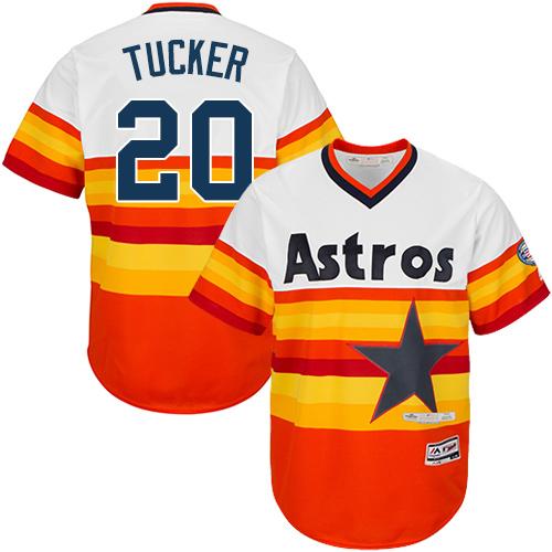 Astros #20 Preston Tucker White/Orange Cooperstown Stitched Youth MLB Jersey